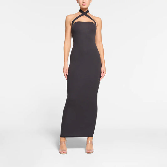 WRAP LONG SLIP DRESS